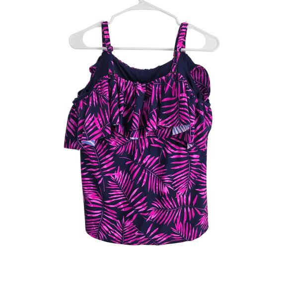 Island Escape Swim Top 18 Womens Plus Size Blue Pink Underewired Padded Beach - Picture 3 of 5